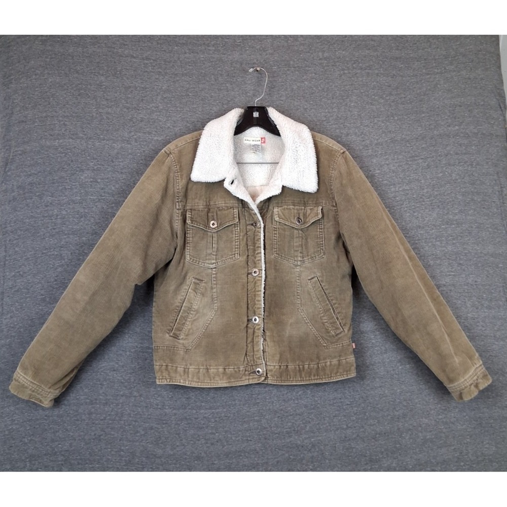 Kali Wear Womens Jacket‎ XL Brown Sherpa Collar Corduroy Trucker 90s Y2K Grunge